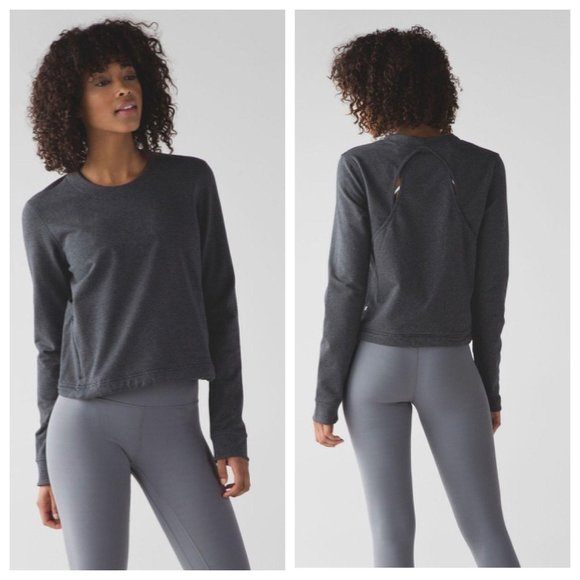 Lululemon Tops - Lululemon Getaway Crew Heathered Black Grey 6